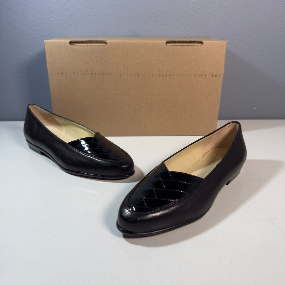 Amalfi by Rangoni Loafers‎ Womens 6 Black New Leather Patent Quilted Italy